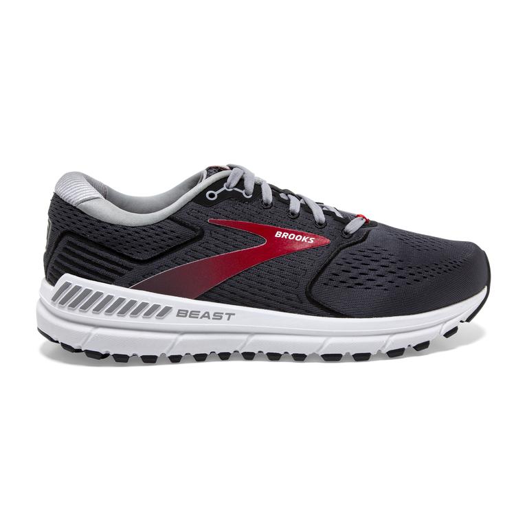 Brooks Beast '20 Men's Road Running Shoes - Blackened Pearl/Black/Red (49675-MHQU)